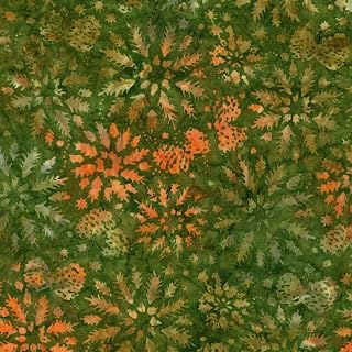Timeless Treasures Fabrics Mini Palm Tree Tonga Batiks Wintry Mix Green