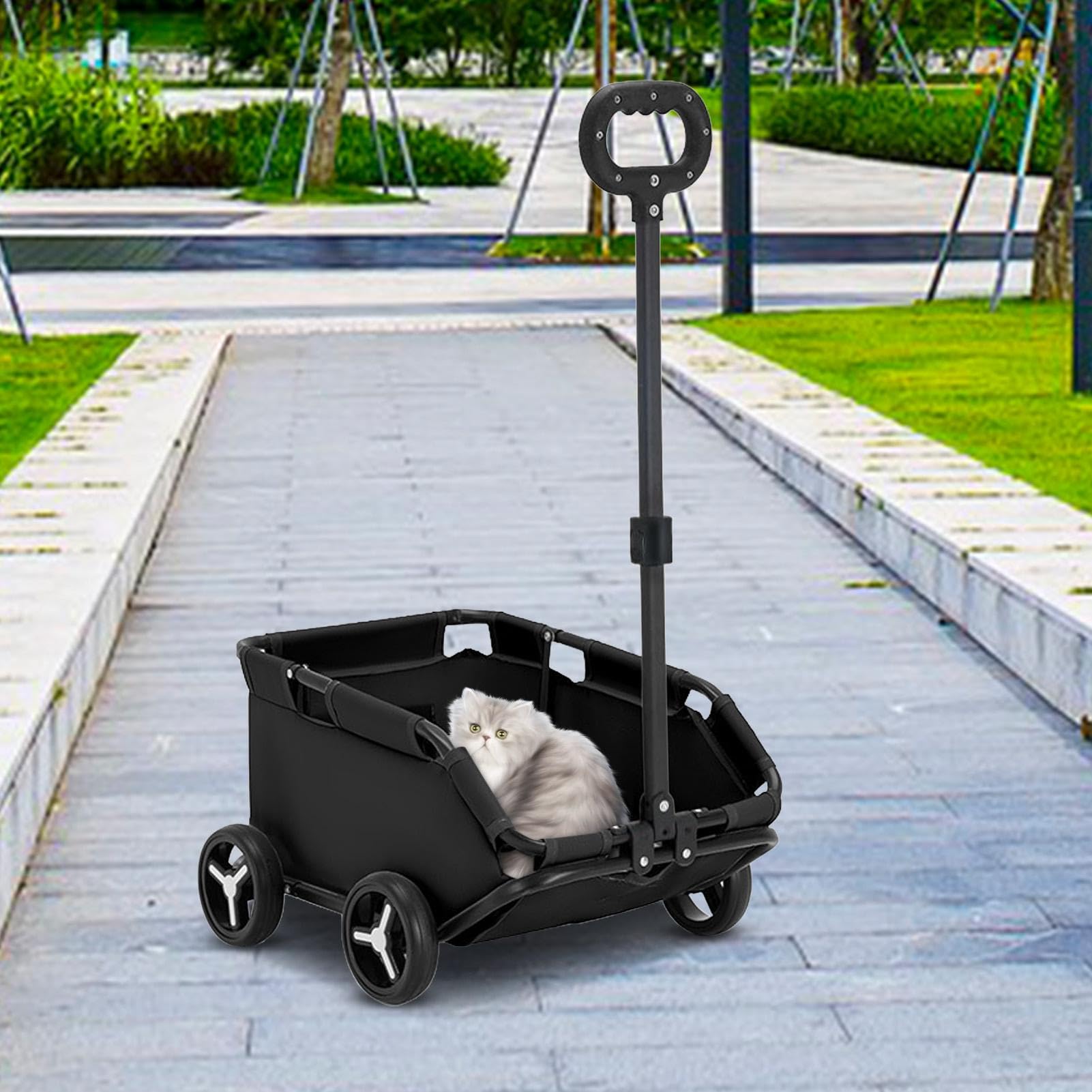 Kinderwagen, klein, Hundebuggy, Kinderwagen für Haustiere, mit Rollen für | Katzen, Babytrage für Hunde, faltbar, leicht, mit 4 Rollen für Welpen