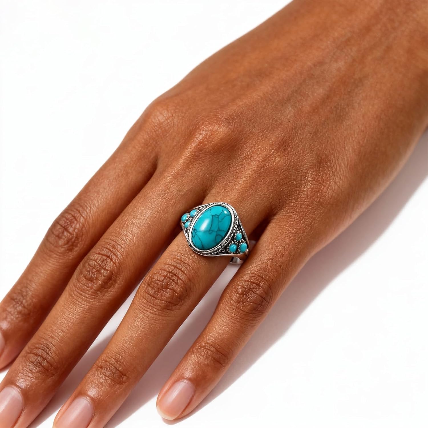 Turquoise Rings for Women Western Style Statement Thumb Knuckle Ring Trendy Boho Turquoise Jewelry Fashion Accessory Gift for Her - Image 2