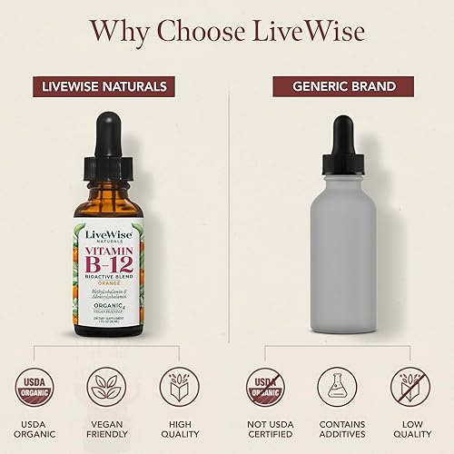Miniatura 16 de Liquid B12 Vitamina Sublingual – Vitamina líquida totalmente natural vegana B12 gotas – Suplemento sin OGM Adenosylcobalamina metilcobalamina B12
