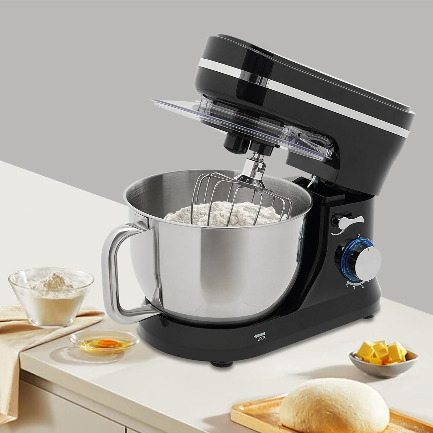 4.75Qt Household Stand Mixer, 380W Middle Kitchen Aid Mixer with Dough Hook Whisk Beater 9-Speed Electric Mixer for Home Kitchen