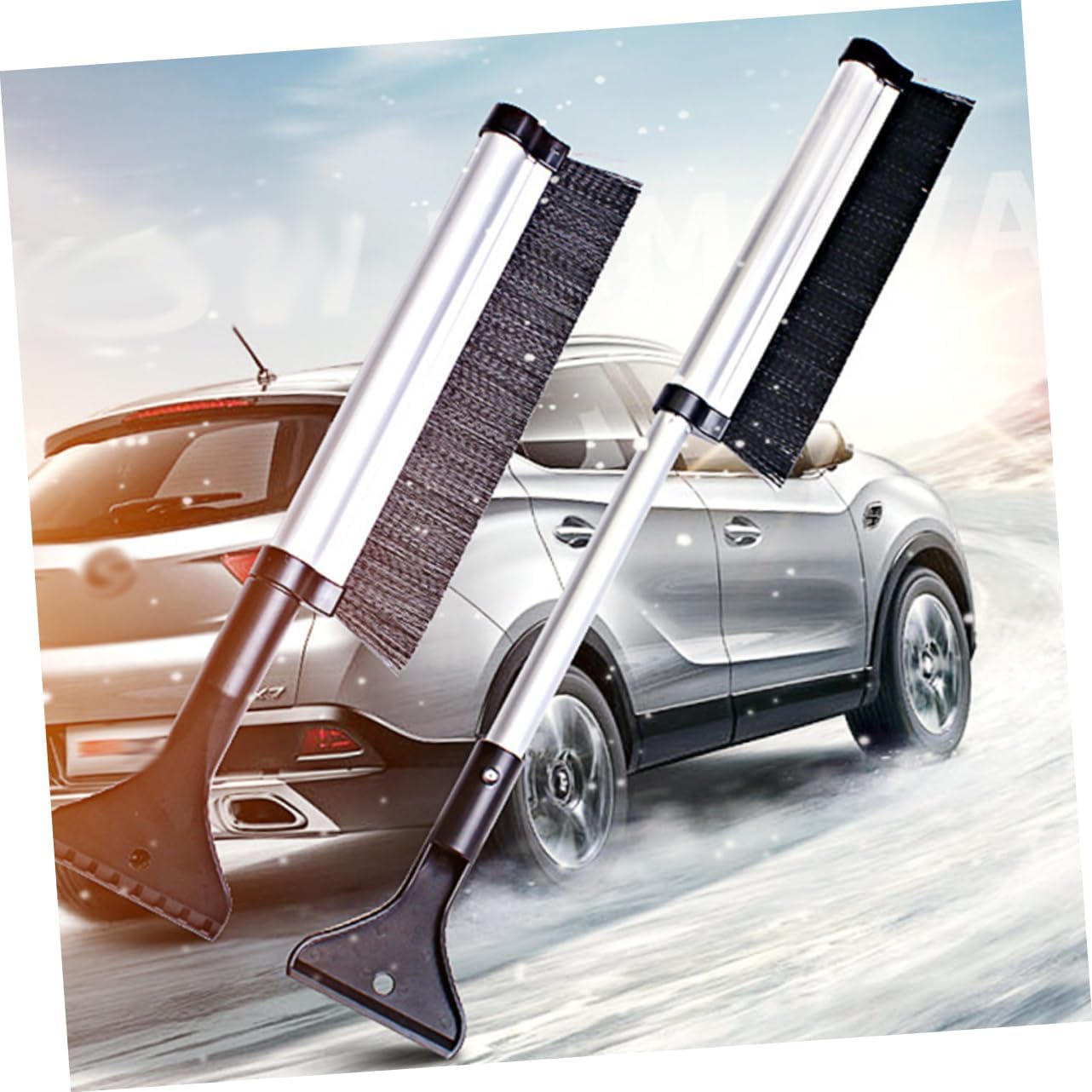 OUNONA Telescoping Snow Brush Ice Shovel Car Snow Tool Brush Scraper Low Temperature Resistant for Car Truck Motorcycle