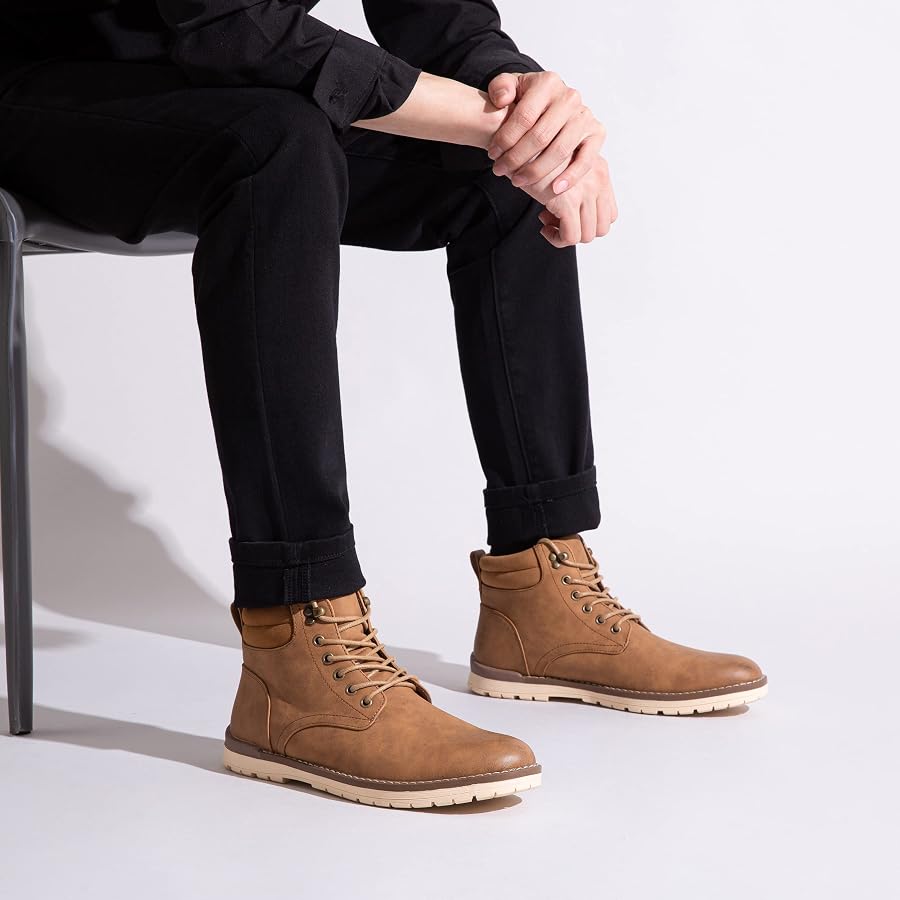 Men\'s Brown Casual Chukka Boots Motorcycle Wear hiking Jousen Men main image 4