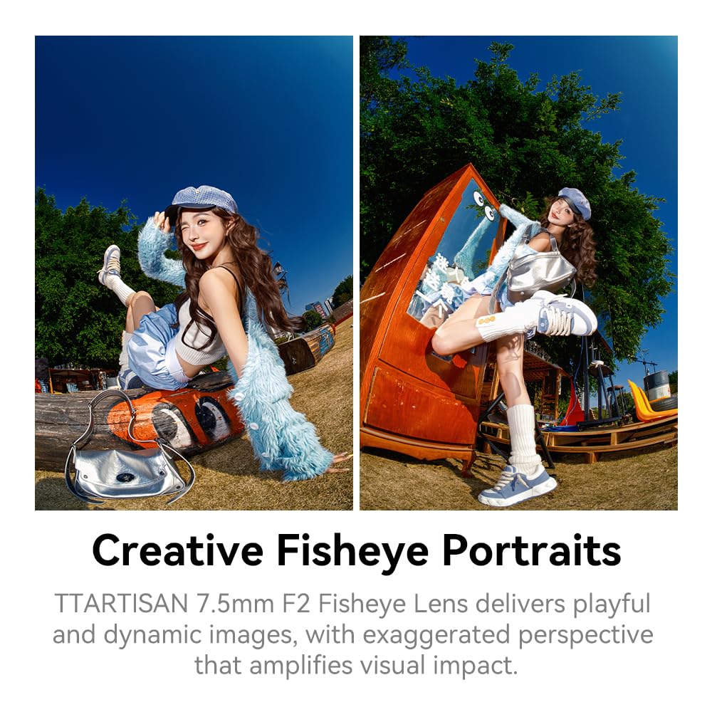 TTARTISAN APS-C 7.5mm F2 Fisheye Obiettivo, 180° ultra ampio, ampia apertura F2 con anello di apertura, compatibile con fotocamere Sony E-mount A5000, A5100, A6000, A6100, A6300, A6400, A6500