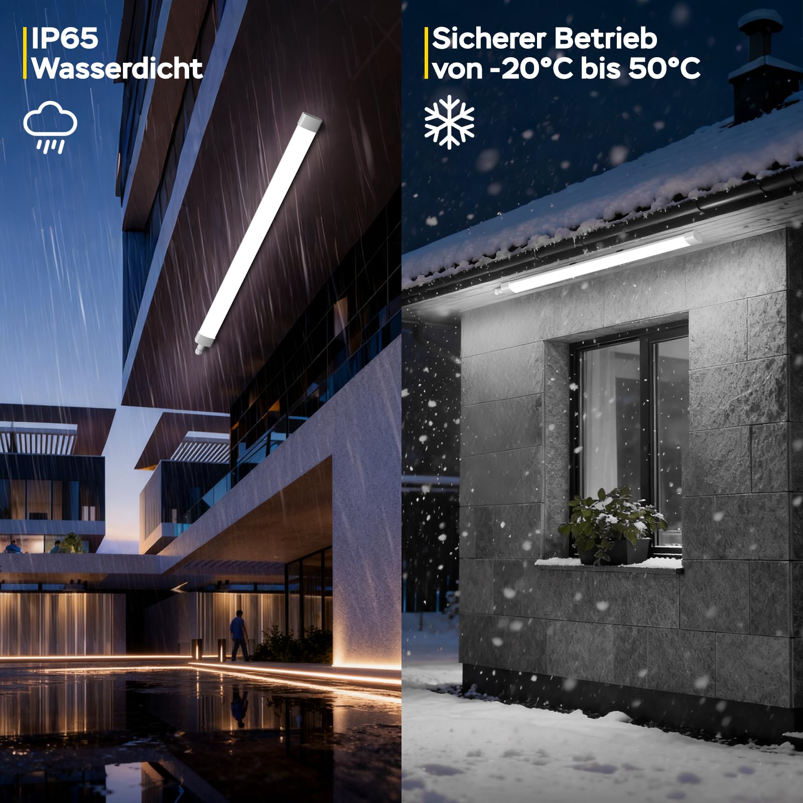 ANTENLICHT 5er Set LED Feuchtraumleuchte 120CM in Neutralweiß 4000K 36W 4000Lumen, IP65 Wasserdicht Nassraumleuchte Kellerleuchte Feuchtraumlampe für Werkstatt Flur Treppe Garage Abstellraum Büro