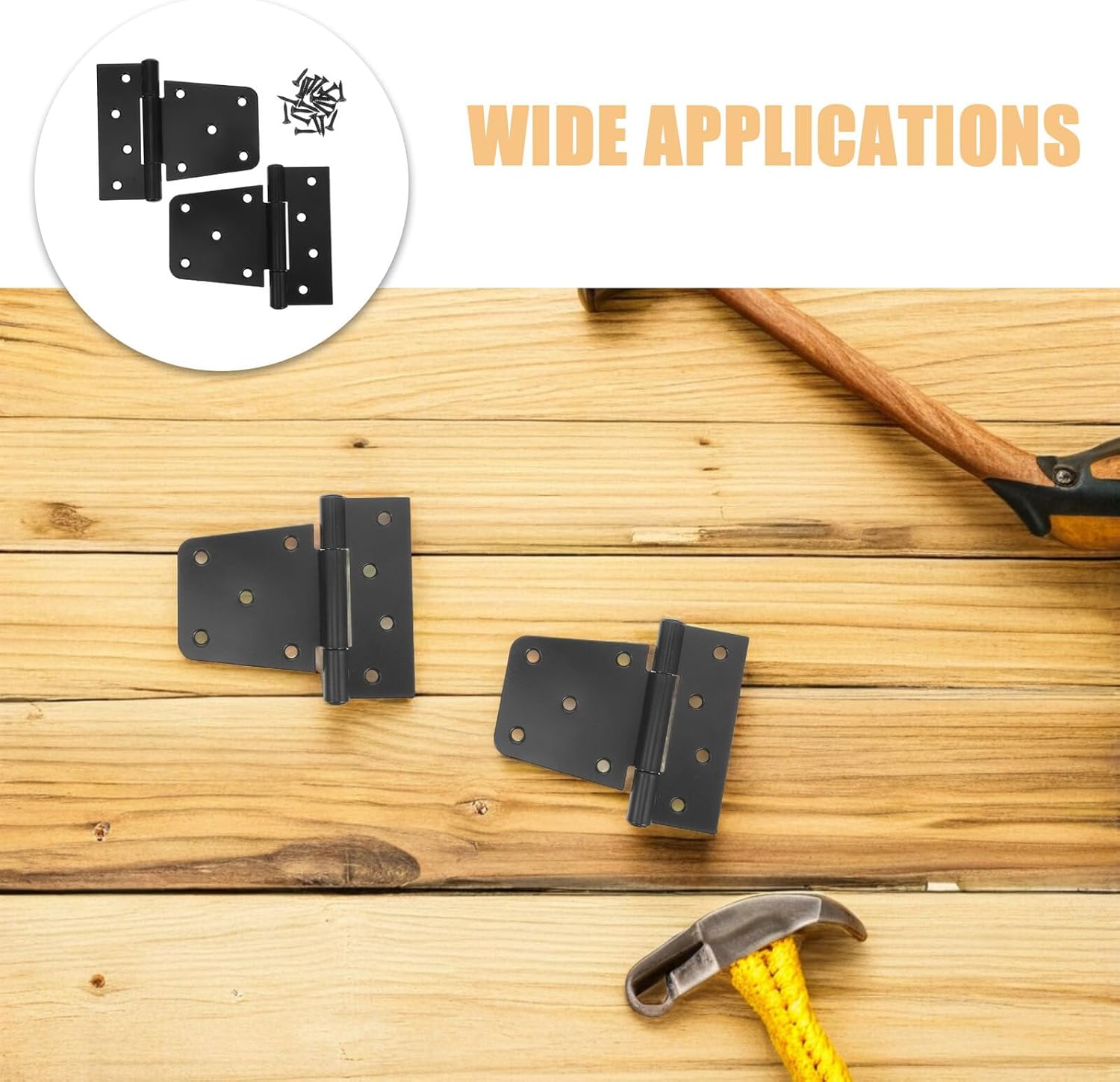 4 Pcs Heavy Duty Gate Hinges 3.5 Inch Black Barn Door Strap Hinges Metal Shed Gate Hardware for Farm Fence and Outdoor Door Repair