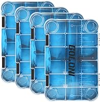 Goloni 3600 Fishing Tackle Box 4-Pack - Clear Organizer Trays with Removable Dividers, Durable Lure Storage for Hooks & Baits