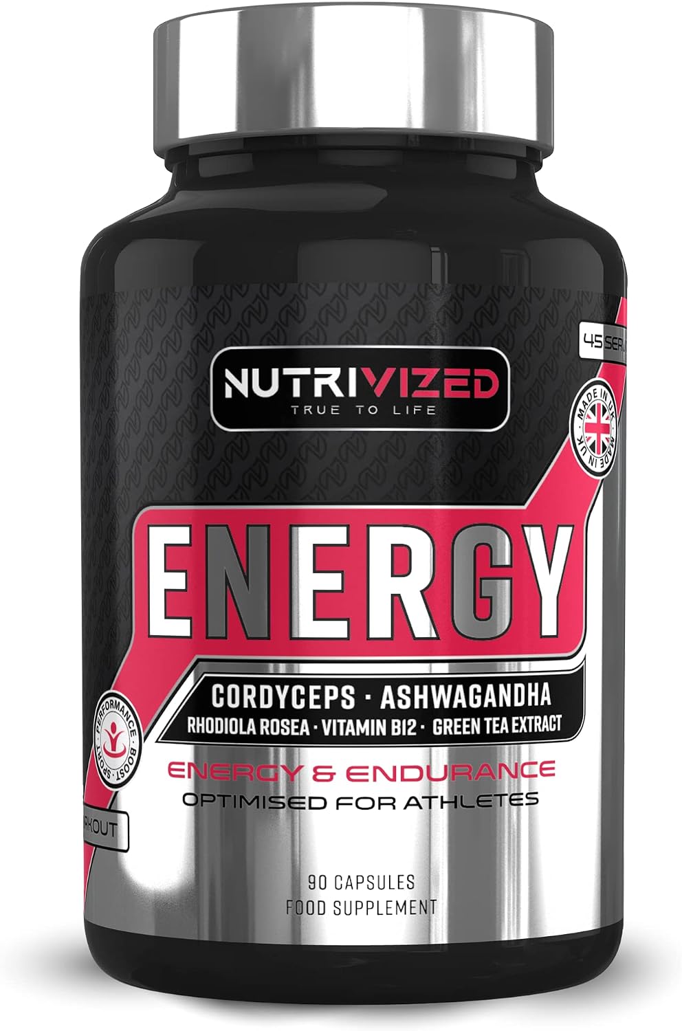 Nutrivized Fuel for Maximum Energy, Ashwagandha & Cordyceps Mushroom, Endurance, Focus and Clarity + Green Tea Extract