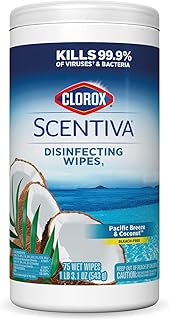 Clorox Scentiva Cleaning Wipes, Bleach Free Cleaning Wipes that Kill Bacteria, Pacific Breeze & Coconut Scent, 75 Count