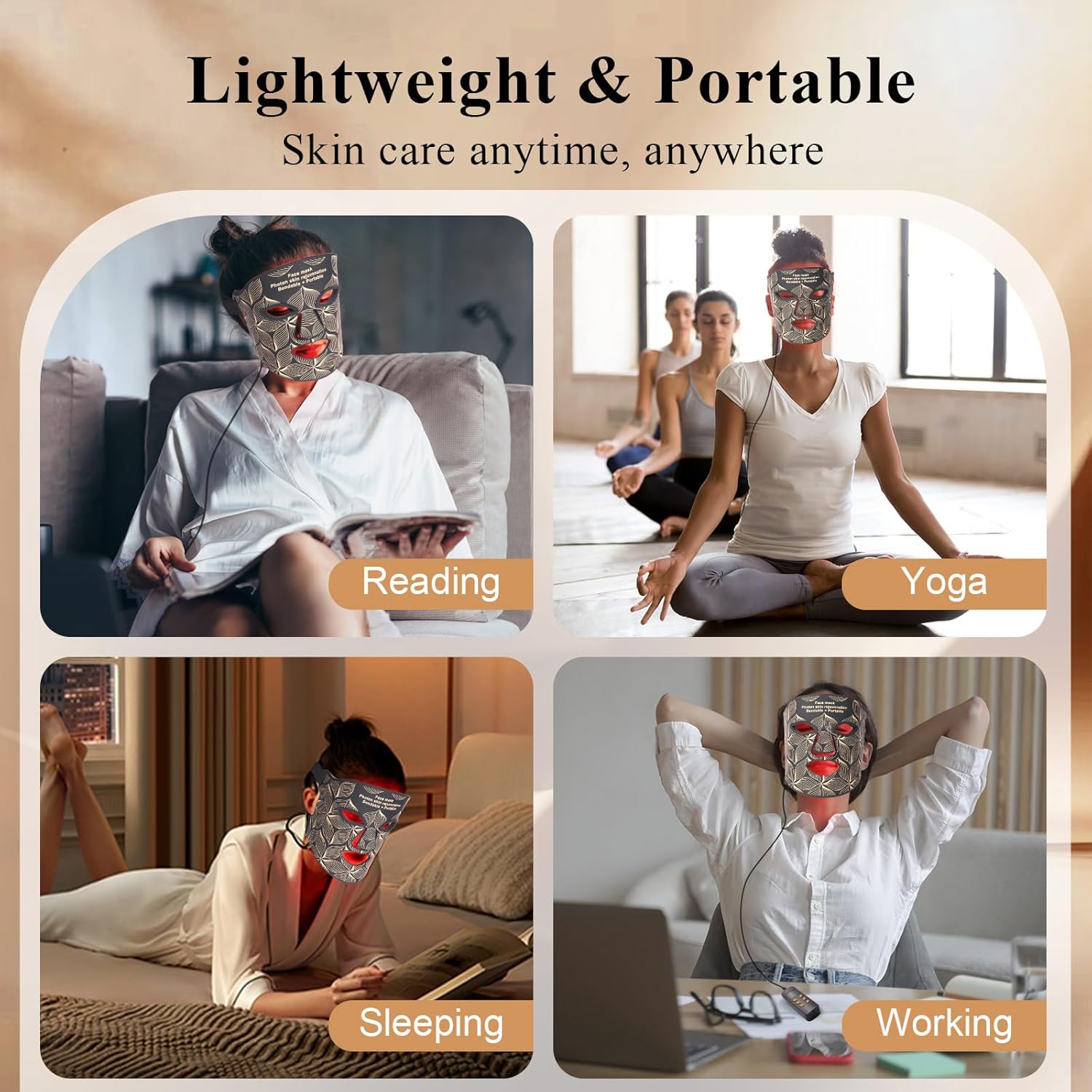 Red Light Therapy for Face, 8 Colors LED Face Mask Light Therapy with 850NM Near-infrared, Portable Rechargeable Red Light Therapy Mask Skin Care Device at Home and Travel for Anti-Aging, Black