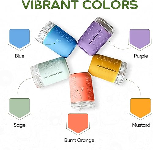 Miniatura 8 de Juego de fundas para tarros de silicona para primavera y verano, protectores antideslizantes para tarros de conserva de gelatina de boca ancha de 16