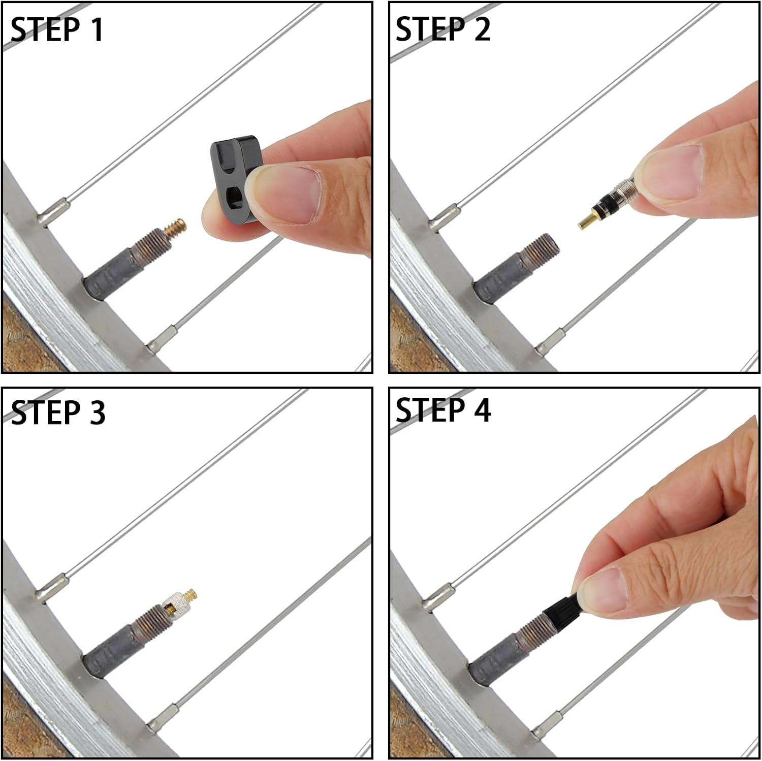 23 Pieces Presta Valve Core, Bike Valve Core Removal Tool with Tubeless Valve, Presta Valve Caps, Brass Presta Valve Adapter for Tubeless Road MTB Tires