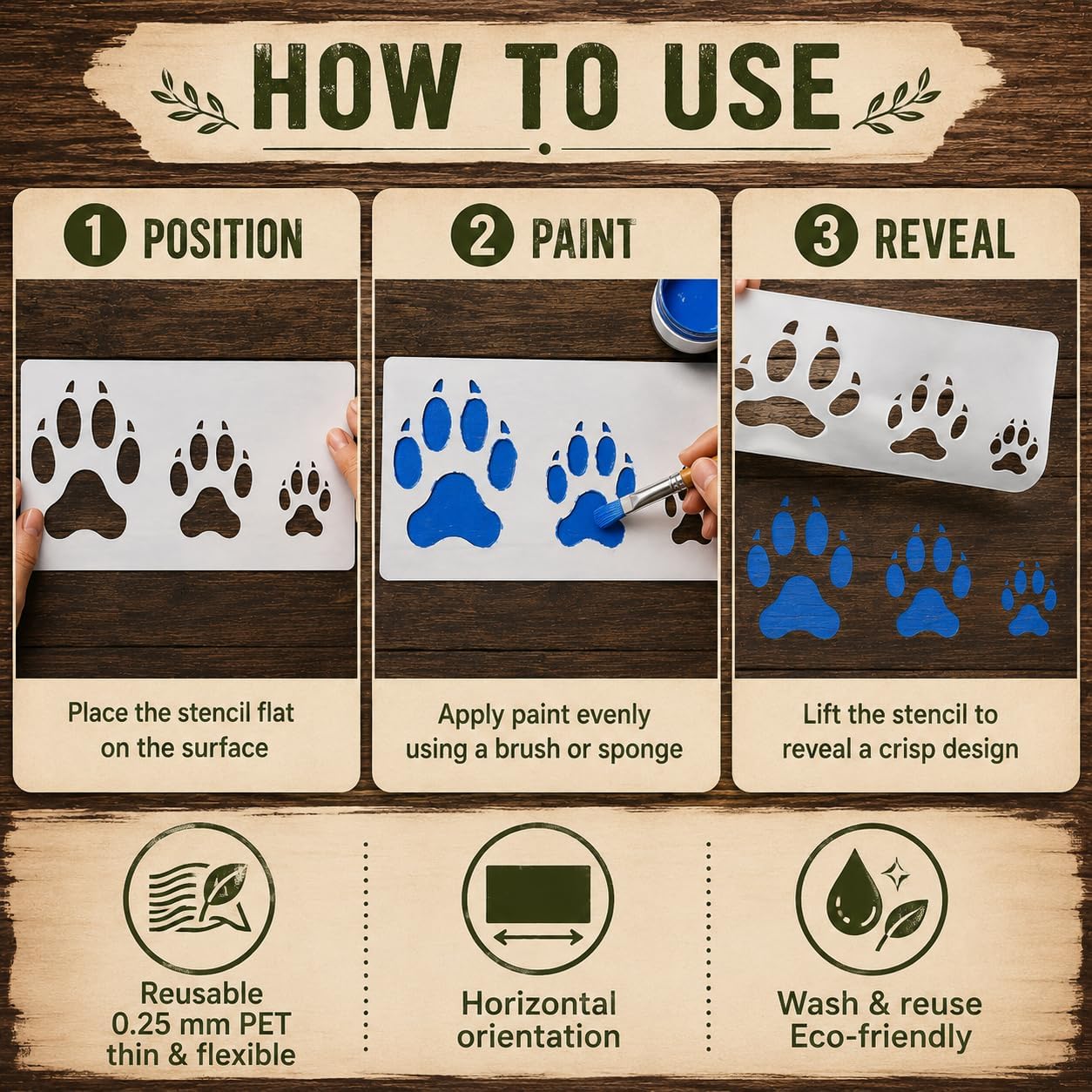 Wolf Paw Stencil | Reusable Dog Wolf Paw Print Stencils for Painting on Wood, Glass, Wall, Rock, Walls, Canvas, Glassware, Spray Painting, Airbrushing | Dog Paw Stencil Template (5"x 8")