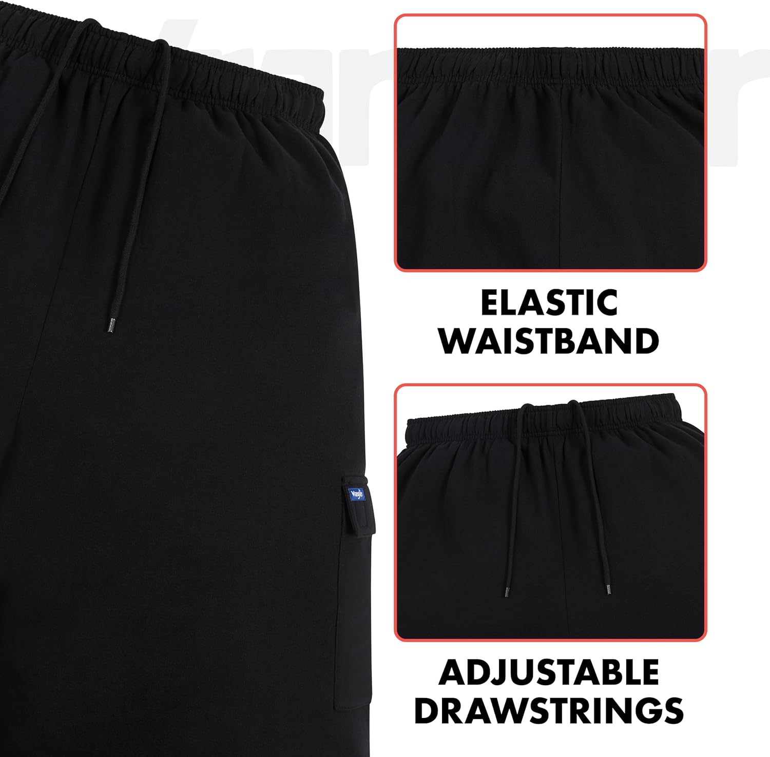 Wrangler Cargo Shorts for Men Big and Tall, Fleece Heavyweight Mens Sweat Shorts - Image 6