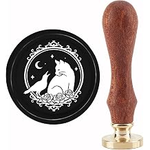 CRASPIRE Cat Wax Seal Stamp Crow Sealing Wax Stamps Roses 30mm Retro Vintage Removable Brass Stamp Head with Wood Handle for Wedding Invitations Envelopes Valentines Day Gift Wrapping Picture Frame