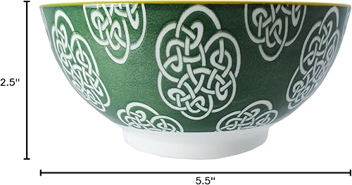 Miniatura 6 de Royal Tara Irish Celtic Bowl Bone China - Juego de cuencos de cerámica coloridos de 5.5 in con trébolcruz celta (2 cuencos de diseño mixto)