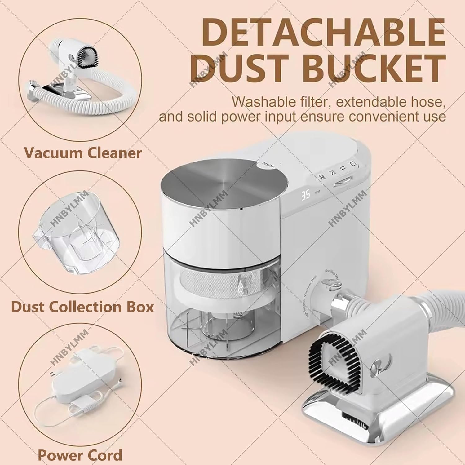 Professional Nail Dust Collector with Nail Drill, Electric Nail Drill File Kit with High Suction Vacuum, Brushless Motor, Drill para Uñas 30,000 RPM for Acrylics, Gel, Salon Use White