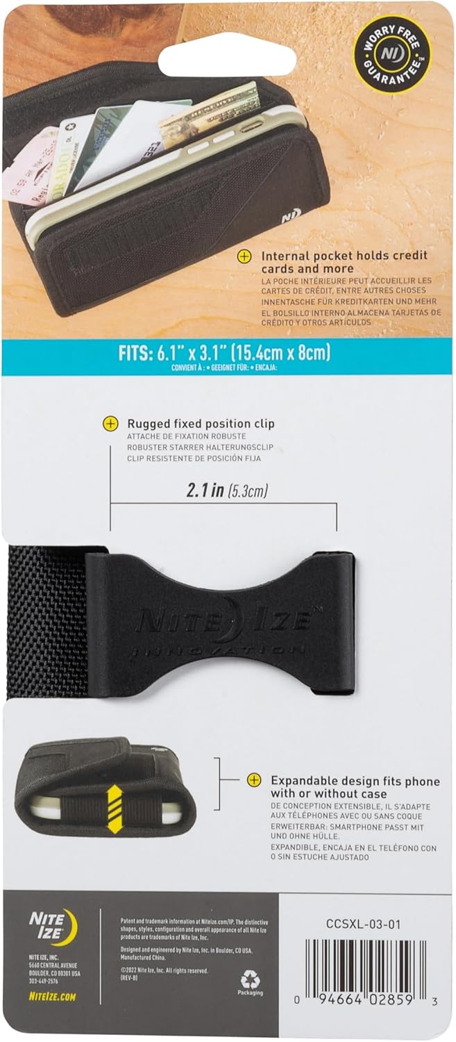 Nite Ize Clip Case Sideways Universal Rugged Holster - Protective Holster for Men's & Women's Belts - Phone Utility Belt Pouch - Phone Accessories - X-Large, Black - Image 6