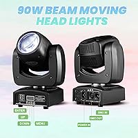 Vista 3 de Luces LED de cabeza móvil de 90 W, mini haz, luces de escenario, punto súper brillante RGBW 4 en 1 DMX 512 13CH activado por sonido para boda, DJ