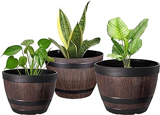 VECELO Plant Pots with Drainage Holes & Saucer, 9/11.3/13 Inch Flower Po...