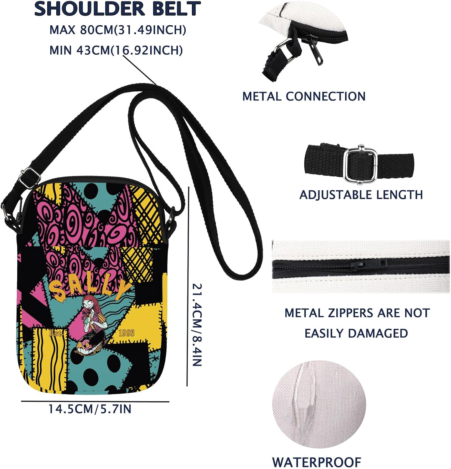 VAMSII Sally Fans Merchandise Horror Movie Fans Gifts Est 1993 Crossbody Bag (Sally 1993 CB) - Image 4