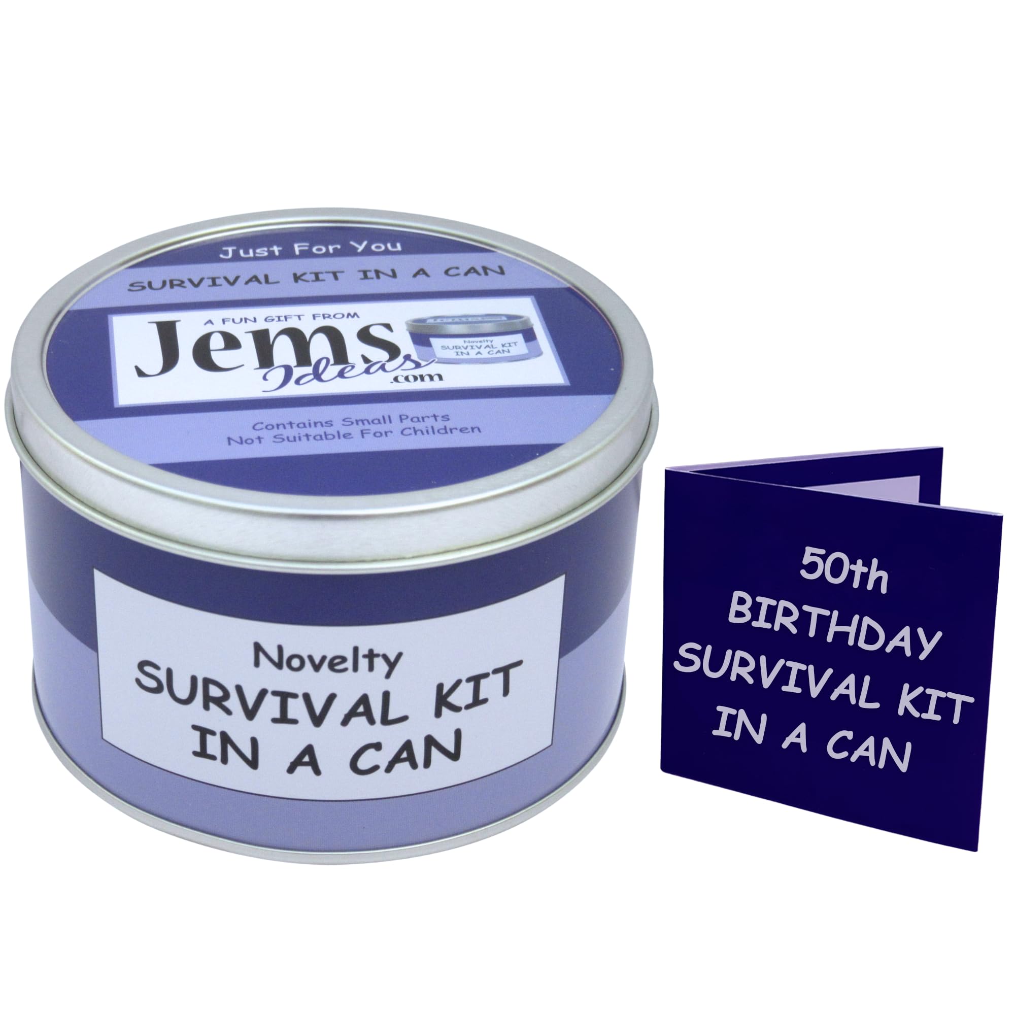 50th Birthday Survival Kit in a Can Gift – Novelty Funny Happy 50th Birthday Gifts for Men or Women – Humorous Keepsake & Fun Present for Friends, Family or Colleagues (Purple/Lilac)