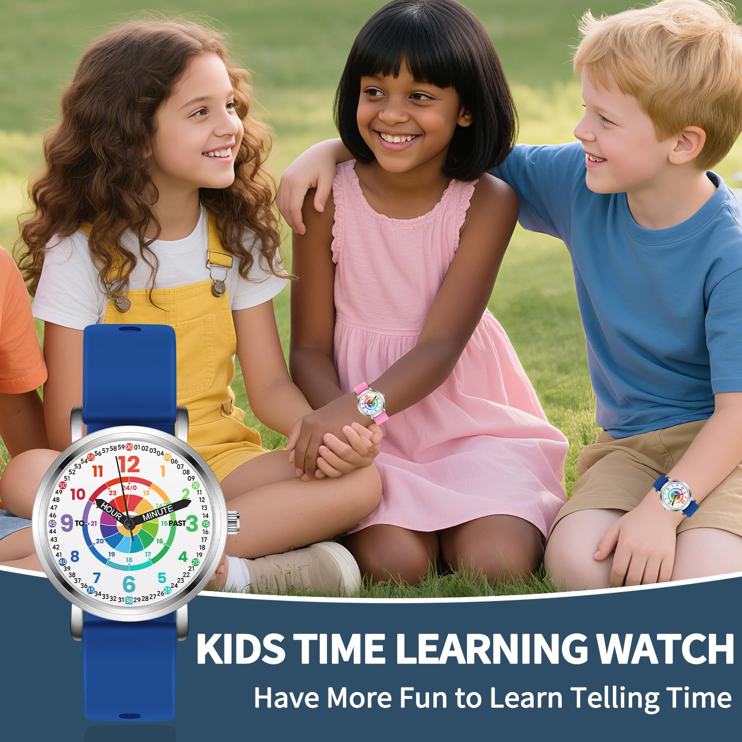 Relojes para niños, reloj de aprendizaje para niños, tablero de dardos para niños pequeños, hora de aprendizaje y hora fácil de leer, reloj analógico para niños y niñas de 3 a 11 años, azul