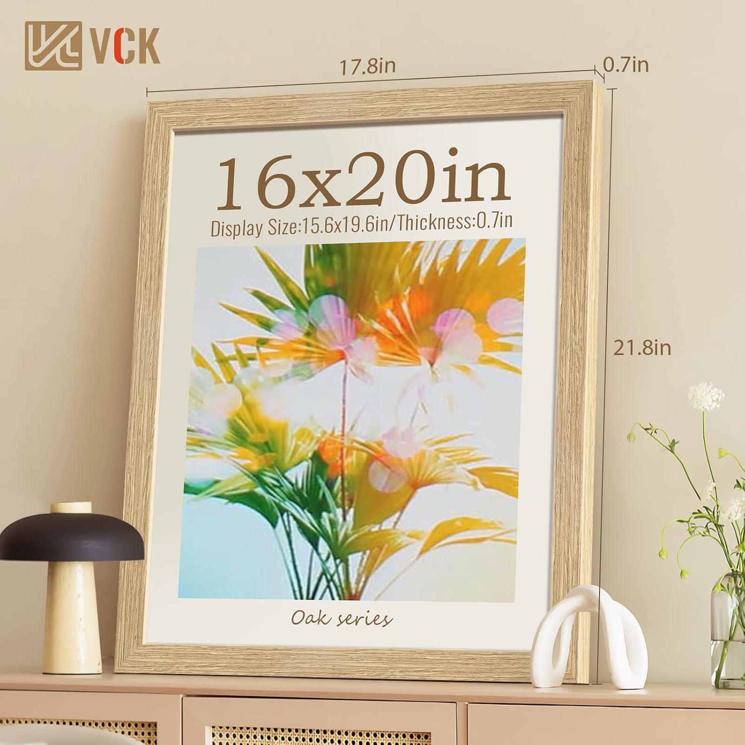 VCK 16x20 Frames Wood for Wall, Natural Oak Picture Frame 3 Pack, Display Photos, Prints, Artwork, Wall Hanging