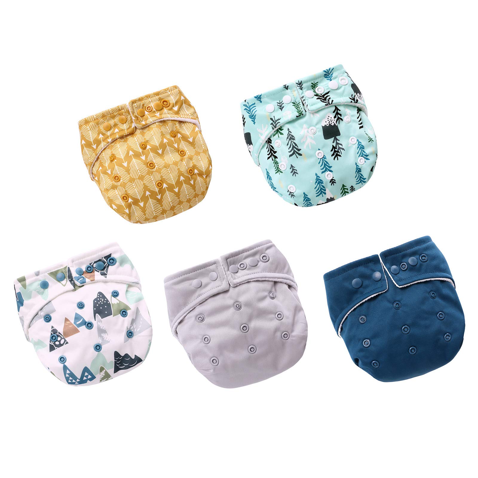 Walaka Couche Lavable Bébé-Pack couches lavables qualité supérieure - 5 couches unisexe taille unique ajustable nouveau né à 3M-3 Ans (A)