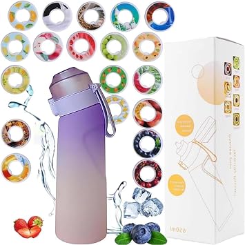 Taste Changing Water Bottle 650ml Fruit Fragrance Water Bottle, Gradient Color Air Water Bottle with 19 Flavor Pods, BPA Free Sports Sugar 0 Calories, Air Water Up Bottle, Sports for Fitness