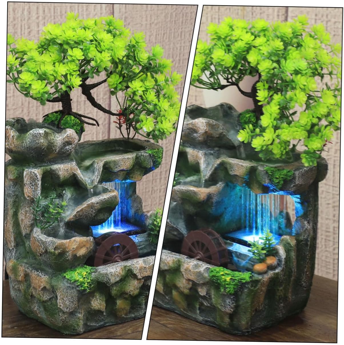 BESPORTBLE Mini Indoor Tabletop Waterfall Fountain Decor with US Plug Lightweight Zen Desk Fountain for Bedroom Living Office Relaxing Water Feature with Elegant Cascading Flow and Stylish