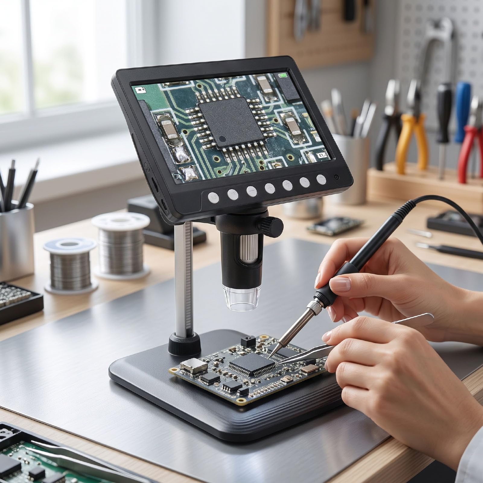 Fafeicy Microscopio Digitale Display LCD da 4,3 Pollici