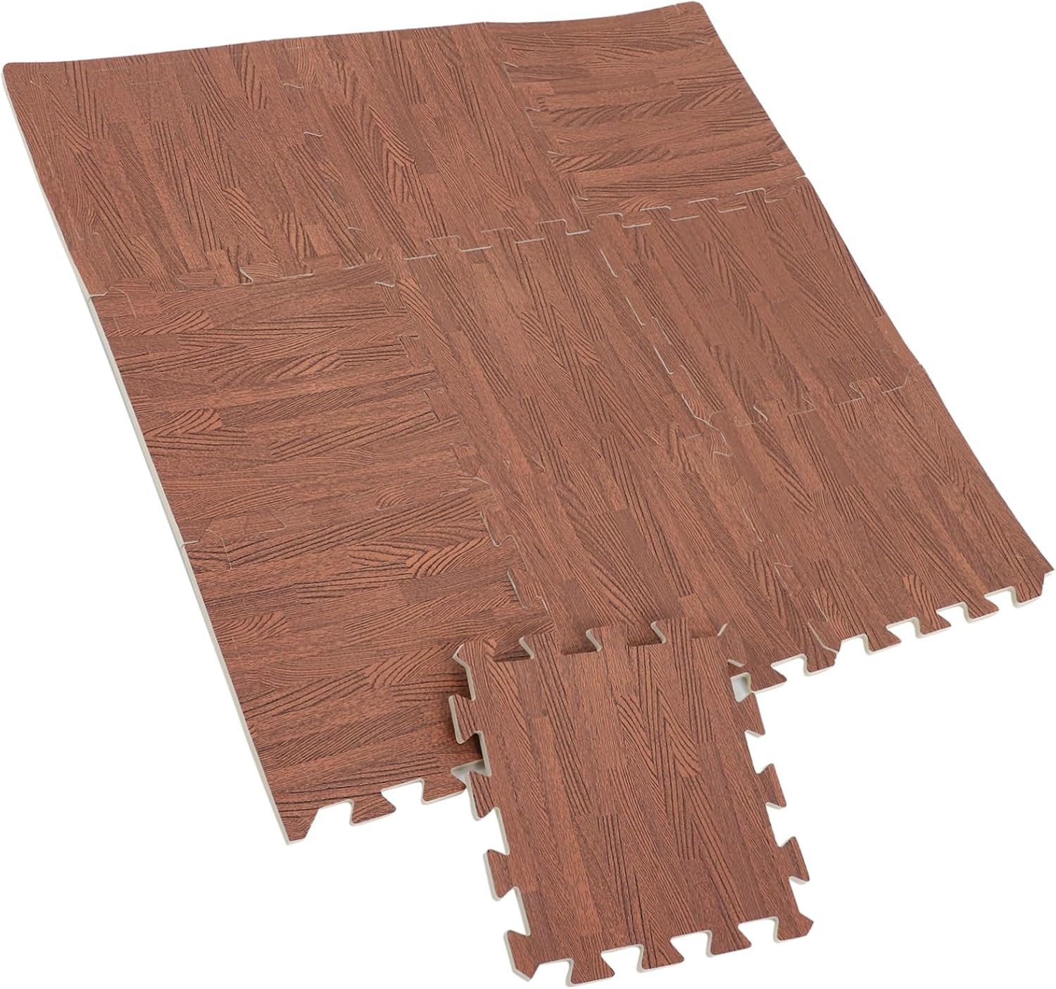 Milisten 10 Pcs Wood Grain Eva Puzzle Floor Mat Slip Protective Cushion for Home Gym Living Room Exercise Workouts Easy to Clean Noise Reducing Lightweight Flooring Brown