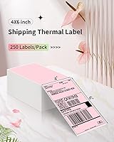 Vista 2 de JADENS 4X6 Thermal Direct Shipping Label Compatible with JADENS MUNBYN, IDPRT, Rollo, Postage Label Paper for Small Businesses, 250 Labels/Pack, Pink