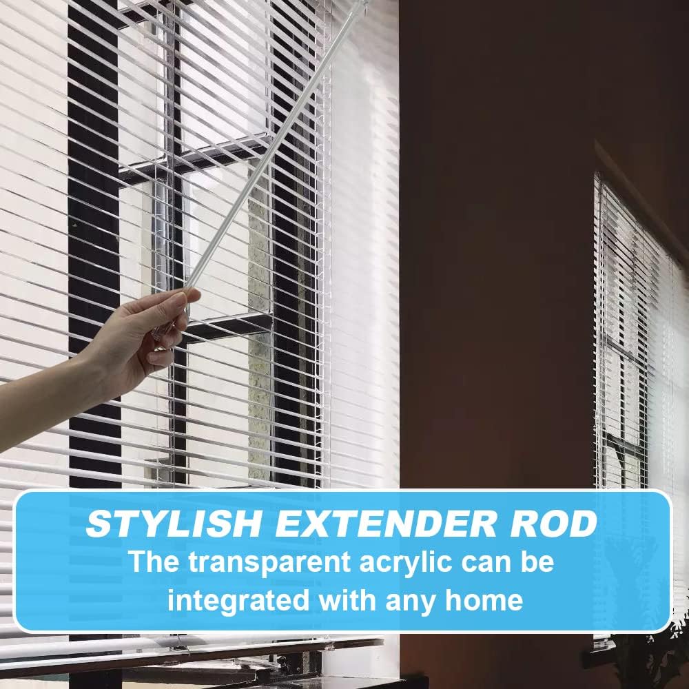 2 Pieces 12 Inches Blind Wand, Window Blind Tilt Rod, Vertical Wand Control Handle Stick, Clear Blind Tilt Wand Replacement with Hook and Grip, Blinds Opener Accessory