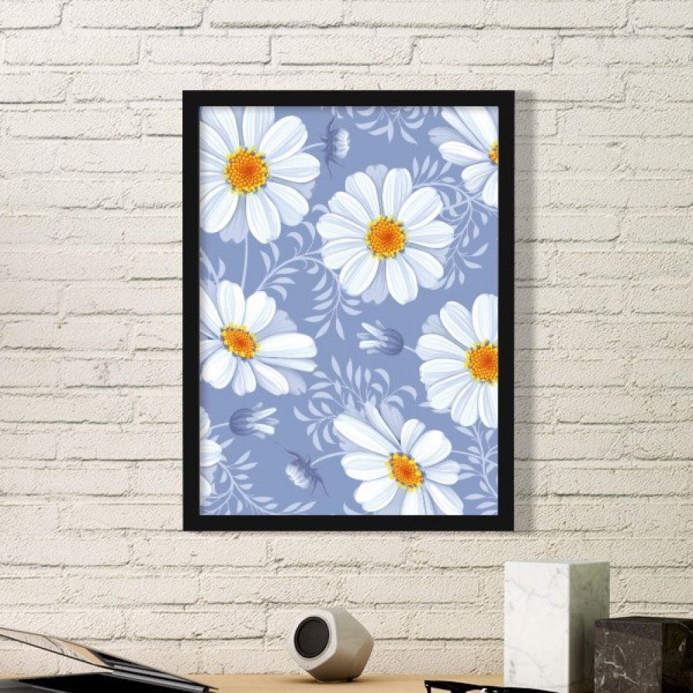 Cadre photo calliopsis fleur blanche cadeau bois rectangle