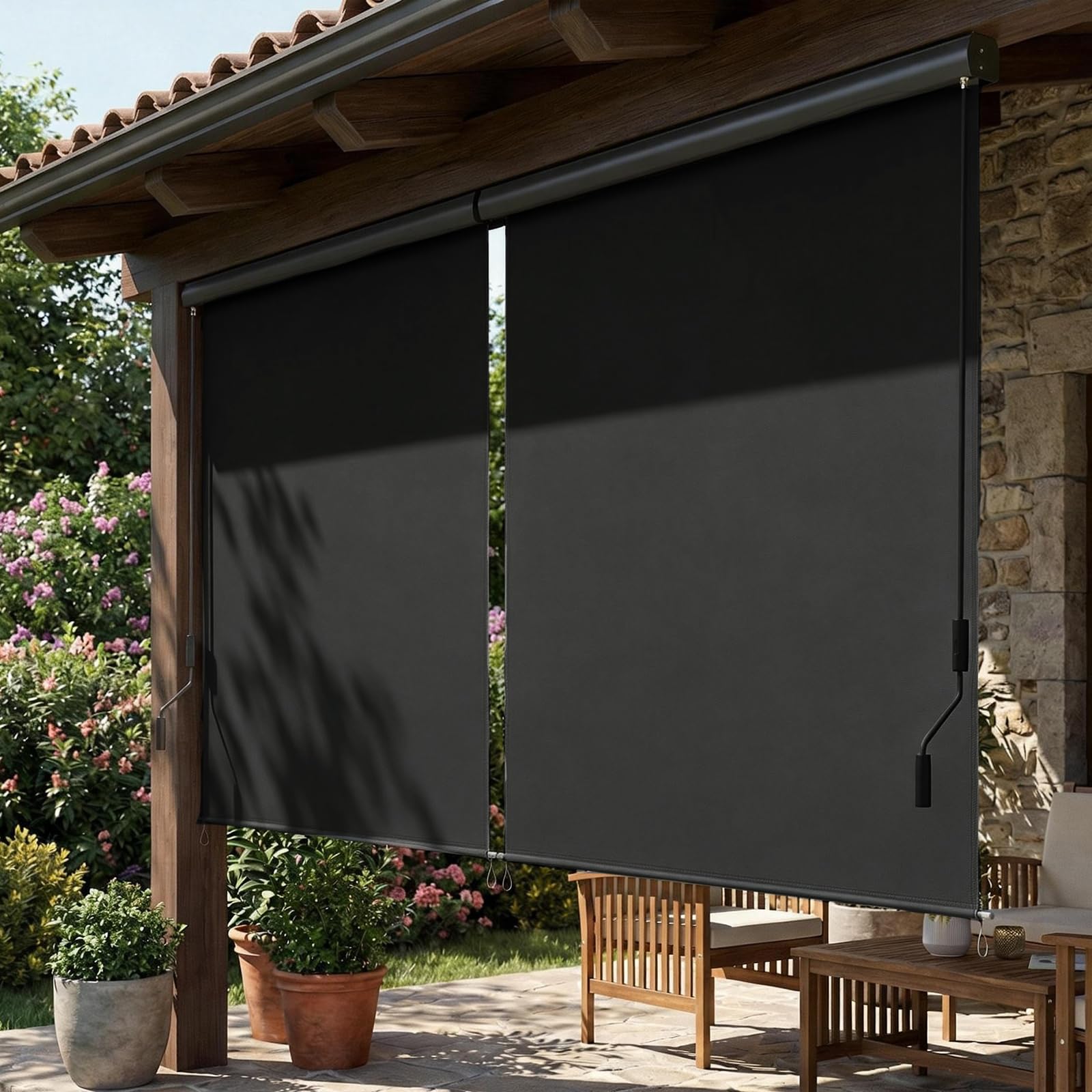 Huracan Store Vertical Extérieur 160 x 250 cm, Protection Solaire en Aluminium avec Manivelle, Résistant à l'eau, Store de Jardin, Store de Terrasse, Balcon Brise-Vue, Anthracite