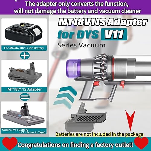 Miniatura 2 de Adaptador V11 para batería Makita Convertir a Dyson V11 Animal Absolute Motorhead Fluffy Total V11 Aspiradora inalámbrica (adaptador solo para