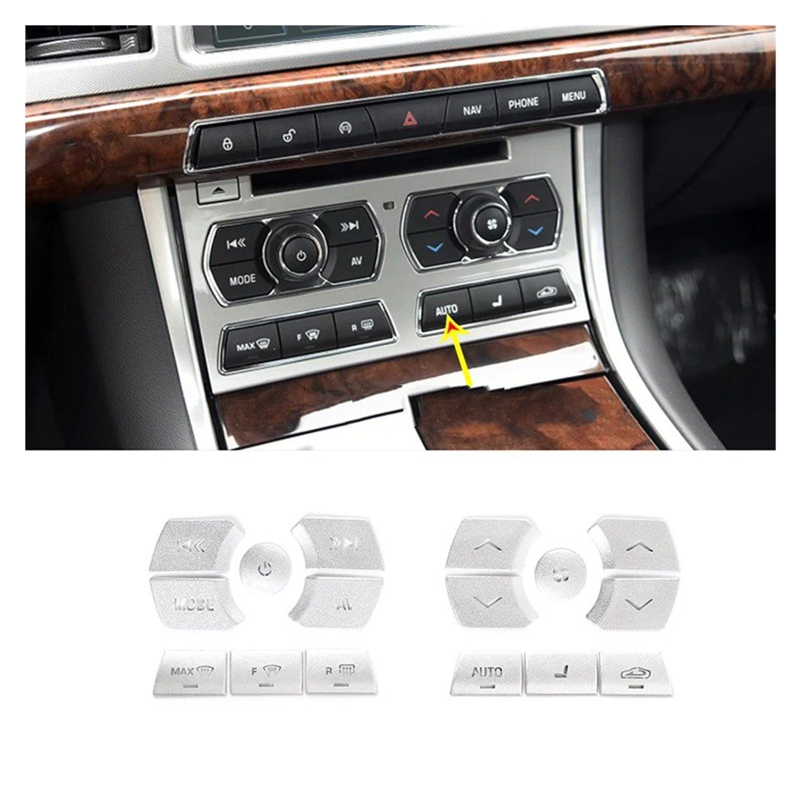 Interior Mouldings for Jaguar XF 2012 2013 2014 2015 Car Central Control Air Conditioner Multimedia Button Stickers Interior Accessories Car Accessory(D)