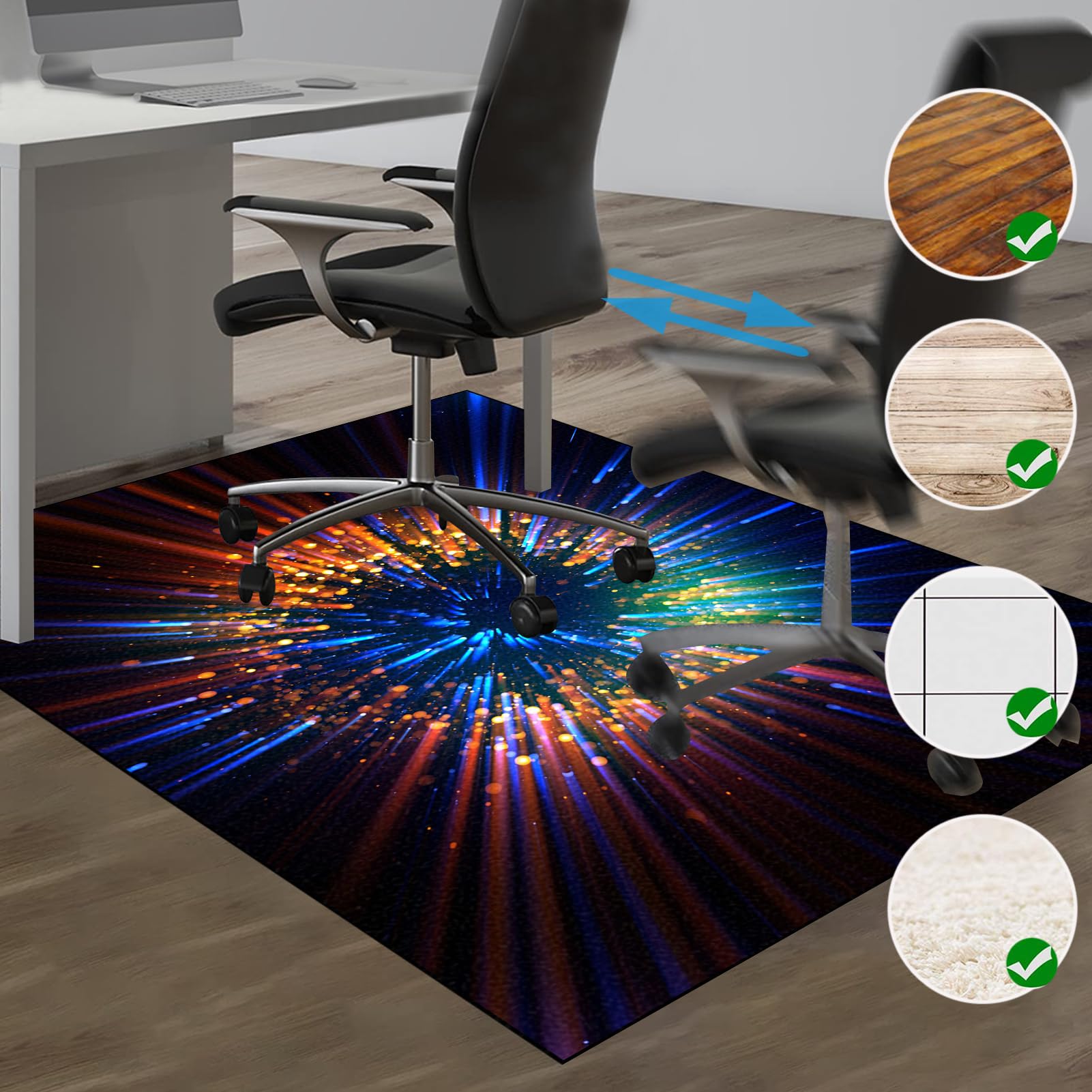 Tappeto Sedia Gaming, Tappetino Protettivo per Pavimenti Duri, Ufficio Protettore del Pavimento Protezione Parquet e Pavimenti Duri, Antiscivolo, Tappeto Salvapavimento per Home Office 100 x 120 cm