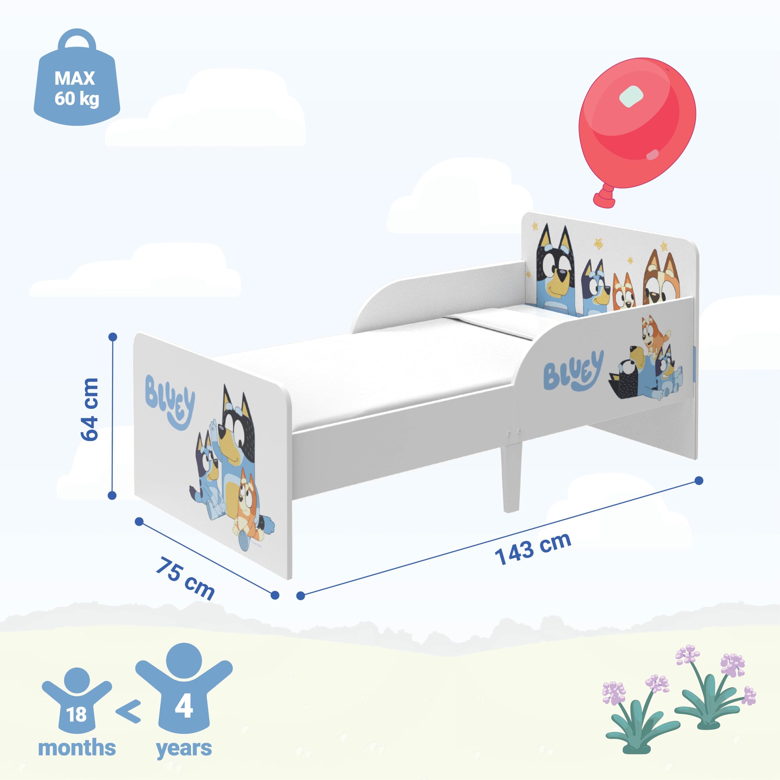 BlueY Lettino per Bambini con sponde in Legno, 70x140cm materasso non incluso