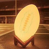 OleeOdee 3D Football Night Light for Kids Room - Remote Control, 16 Colors Changing, Rechargeable Lamp, Sport Fan Decor & Graduation Gift