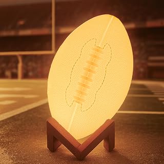 OleeOdee 3D Football Night Light for Kids Room - Remote Control, 16 Colors Changing, Rechargeable Lamp, Sport Fan Decor & Graduation Gift