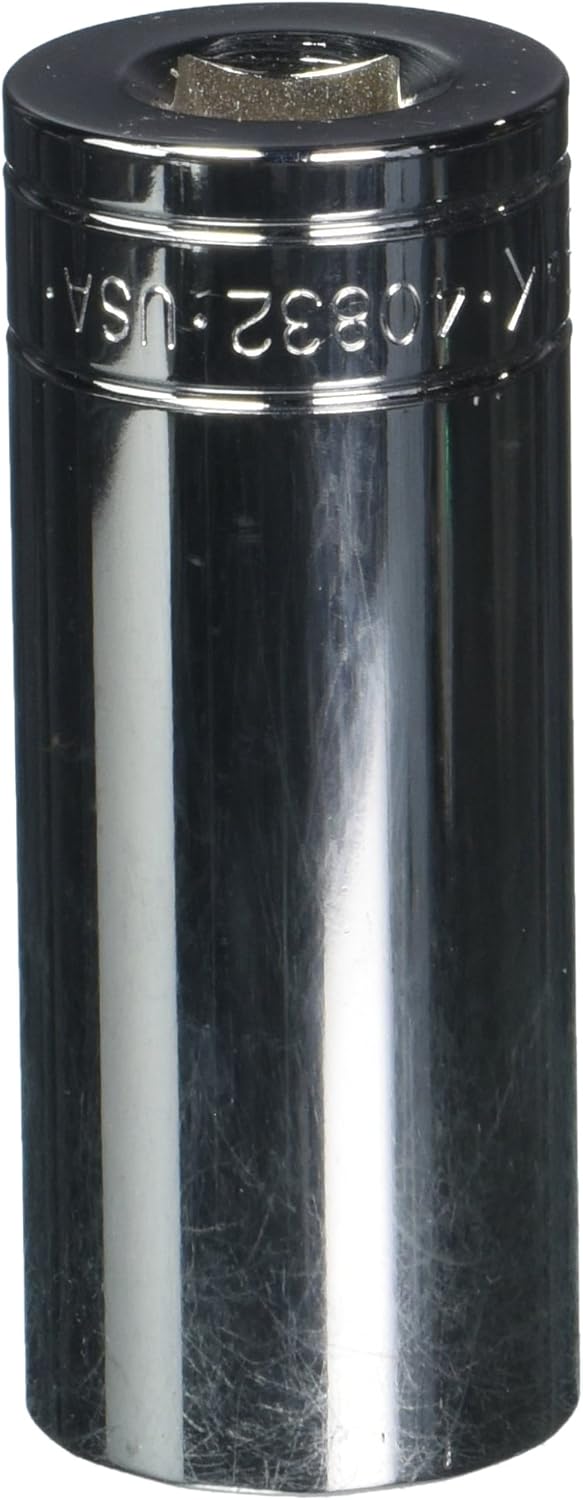 SK Hand Tool Professional Tools 40832 1/2 in. Drive 12-Point Fractional Deep Chrome Socket – 1 in, Cold Forged Steel Socket with SuperKrome Finish, Made in USA