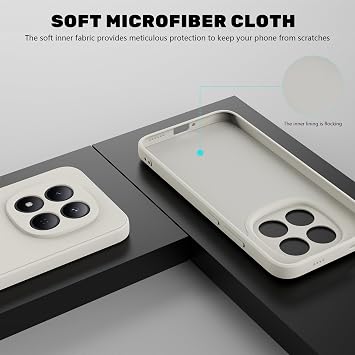 Case for Xiaomi Redmi Note 15 Pro 5G Case with 2 Pack Tempered Glass Screen Protector, Liquid Silicone Shockproof Anti-Scratch Soft TPU Thin Phone Cover - Beige White