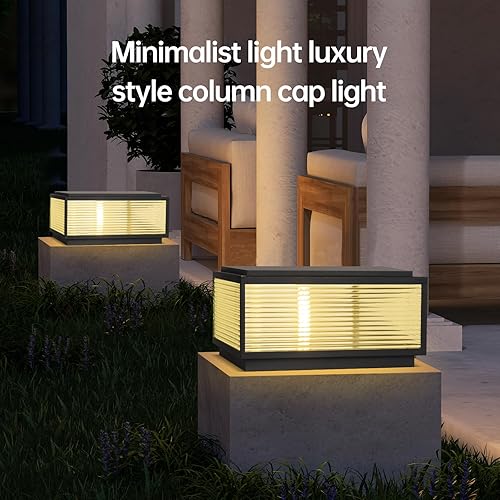 Miniatura 4 de SLAWA Tapas de poste al aire libre Luces de poste de aluminio fundido Accesorio de iluminación de linterna de poste exterior con base E26 Tapas de