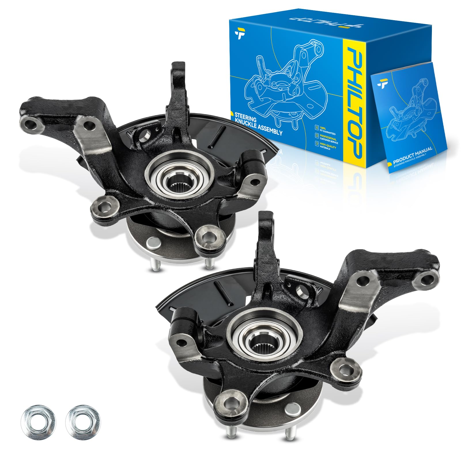 PHILTOP Front Steering Knuckle &amp; Wheel Bearing Hub Assembly Compatible with Escape 2005-2012, Mariner 2005-2011, Tribute 2005-2006 2008-2011,Passenger and Driver Side 698-404, 698-405