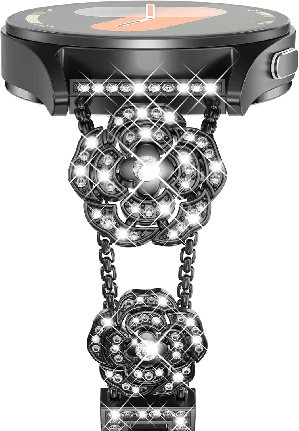 NewWays for SAMSUNG Galaxy Watch 7 Band 40mm 44mm FE 6 5 4 Band, 20mm Camellia Rose Luxury Bling Diamond Rhinestone Bracelet Glitter Jewelry Dressy Stunning