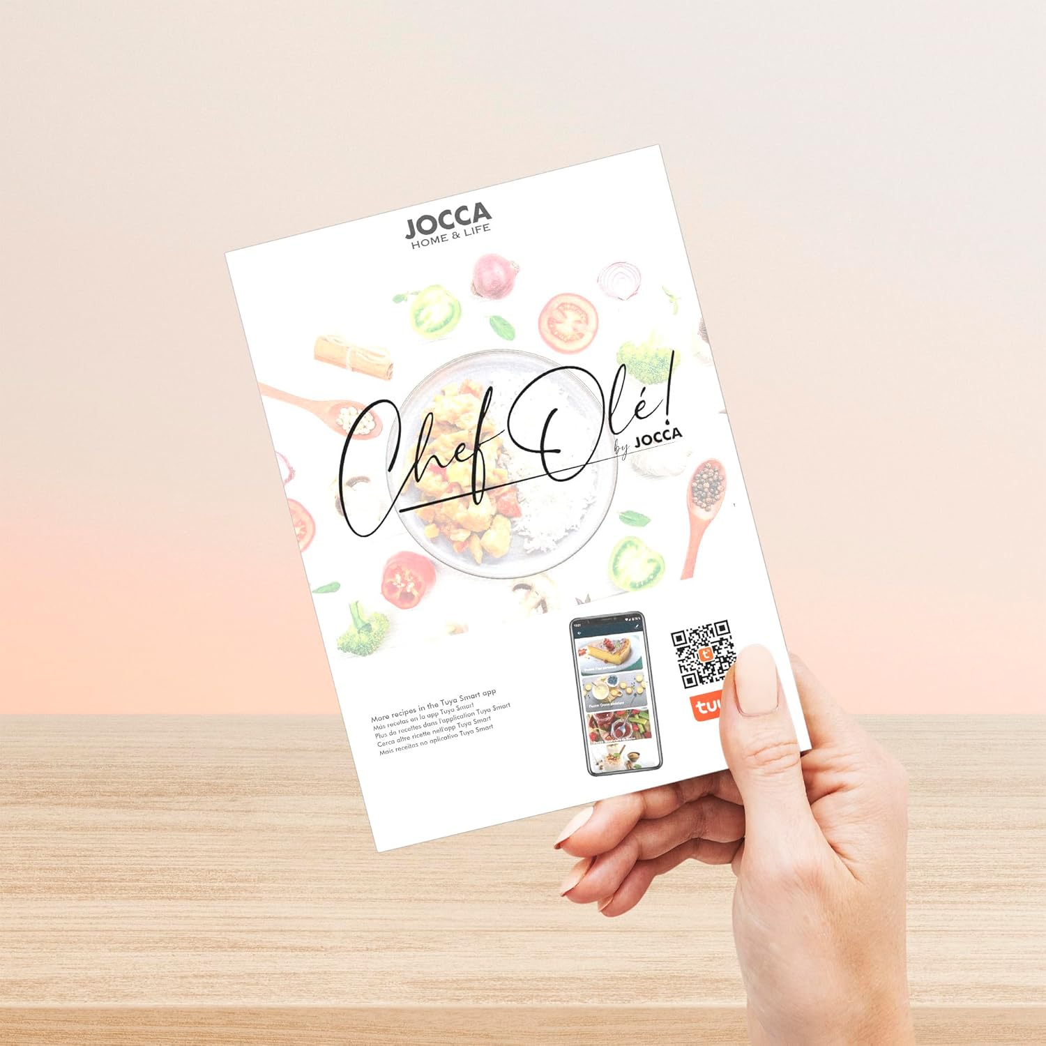 Jocca Chef Olé recipe book and Tuya Smart App QR code