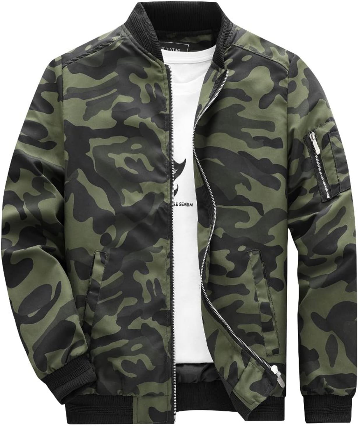 sandbank Men's Running Jacket Long Sleeve Slim Fit Lightweight Varsity Baseball Bomber Jackets Sportswear